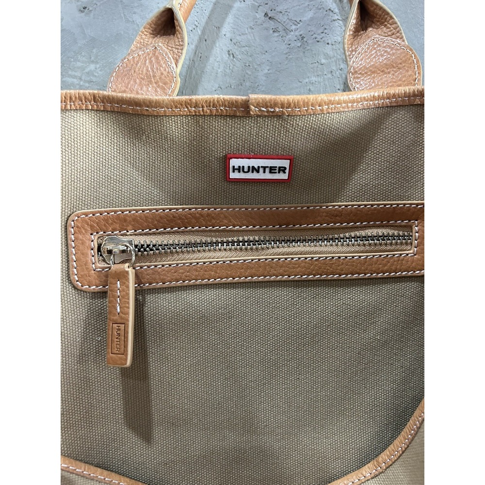 Hunter Canvas Tote Bag with Leather Straps Large Shoulder/crossbody Tan - Picture 3 of 9